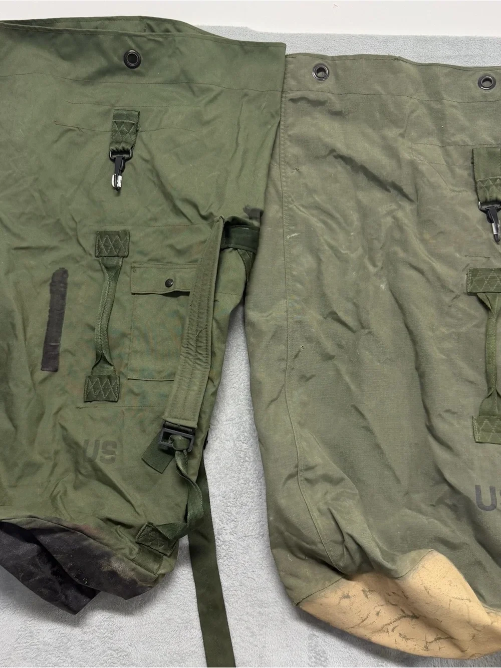 Lot of 2 USGI OD Green Nylon Duffel Bags Sea Garrison Duffle Equipment